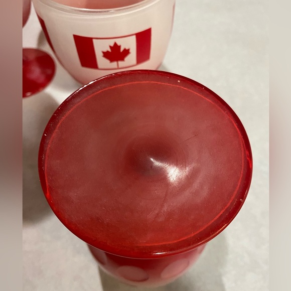 Set of 4 vintage Bartlett Collins thumbprint goblets Canada Flag pattern - Picture 5 of 8